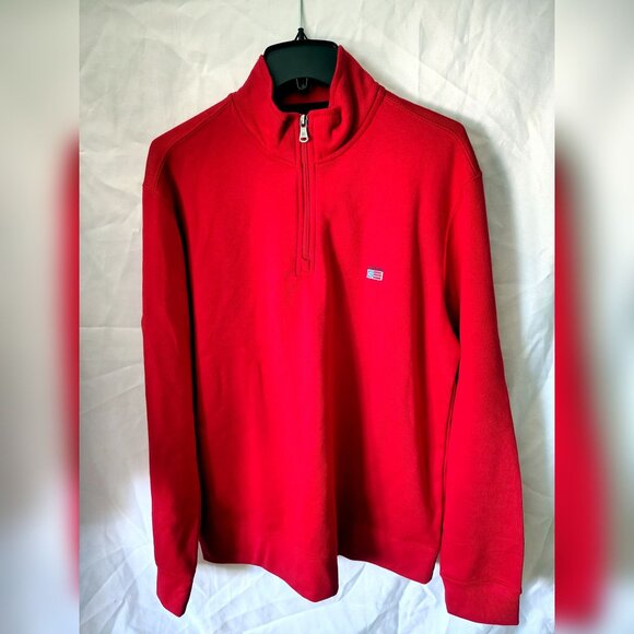 NWT Men's Chaps Size L Red 1/4 Zip Shirt Cotton Blend Long Sleeves Pullover - Picture 1 of 8
